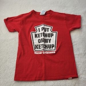 Delta Youth Graphic Red Tee Shirt Ketchup New Orleans Child Size Small